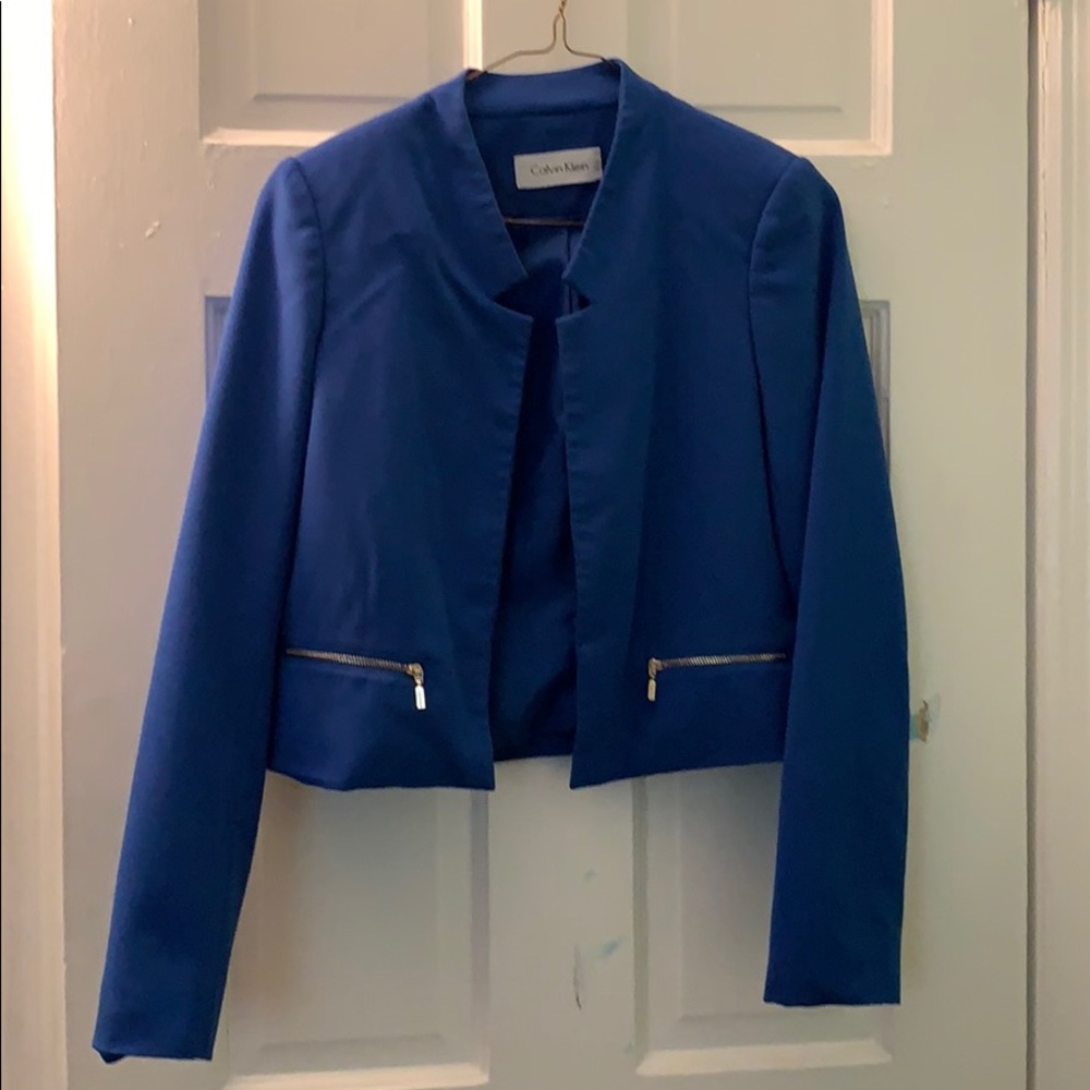 Blue Calvin Klein Blazer with Zipper Detail